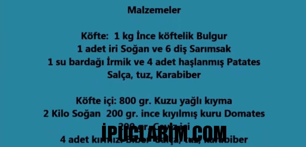 antep usulu icli kofte malzemeleri